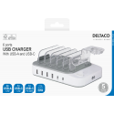 USB charging station DELTACO 4x USB-A, 2x USB-C, 50 W, white / DPS-0203 USB charging station DELTACO 4x USB-A, 2x USB-C, 50 W, white / DPS-0203