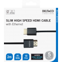 Ultra-thin HDMI cable DELTACO 4K UHD, 2m, black / 00100018 Ultra-thin HDMI cable DELTACO 4K UHD, 2m, black / 00100018