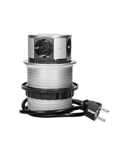 Orno Furniture socket - 10 cm extendable from the tabletop with a 1.5 m cable, 4x2P + Z, schuko version