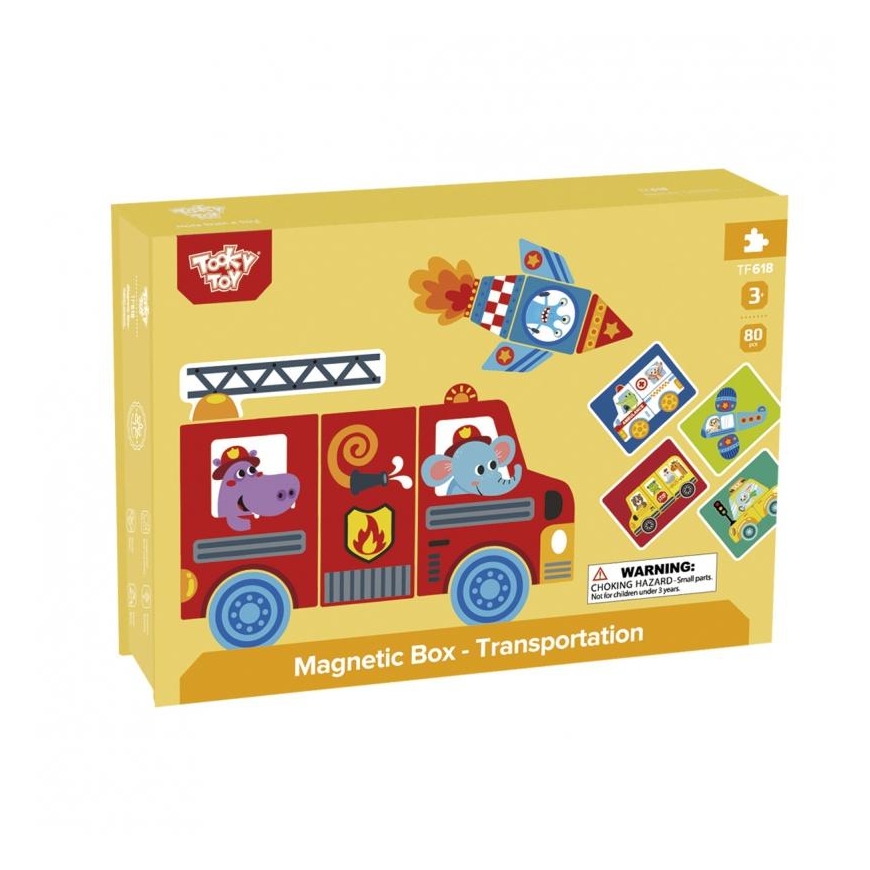 Tooky Toys Medinė magnetinė dėlionė vaikams - dėžutėje 80 vnt. Tooky Toy – 3