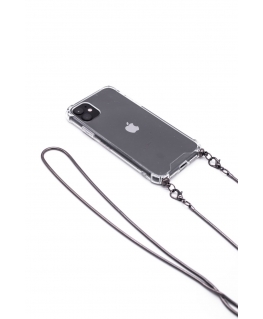 Evelatus Apple iPhone 11 Pro Max Silicone Transparent with Necklace TPU Strap Space Gray