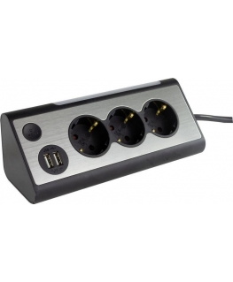REV LIGHT SOCKET 3-fold Multiple Socket Outlet +2x USB