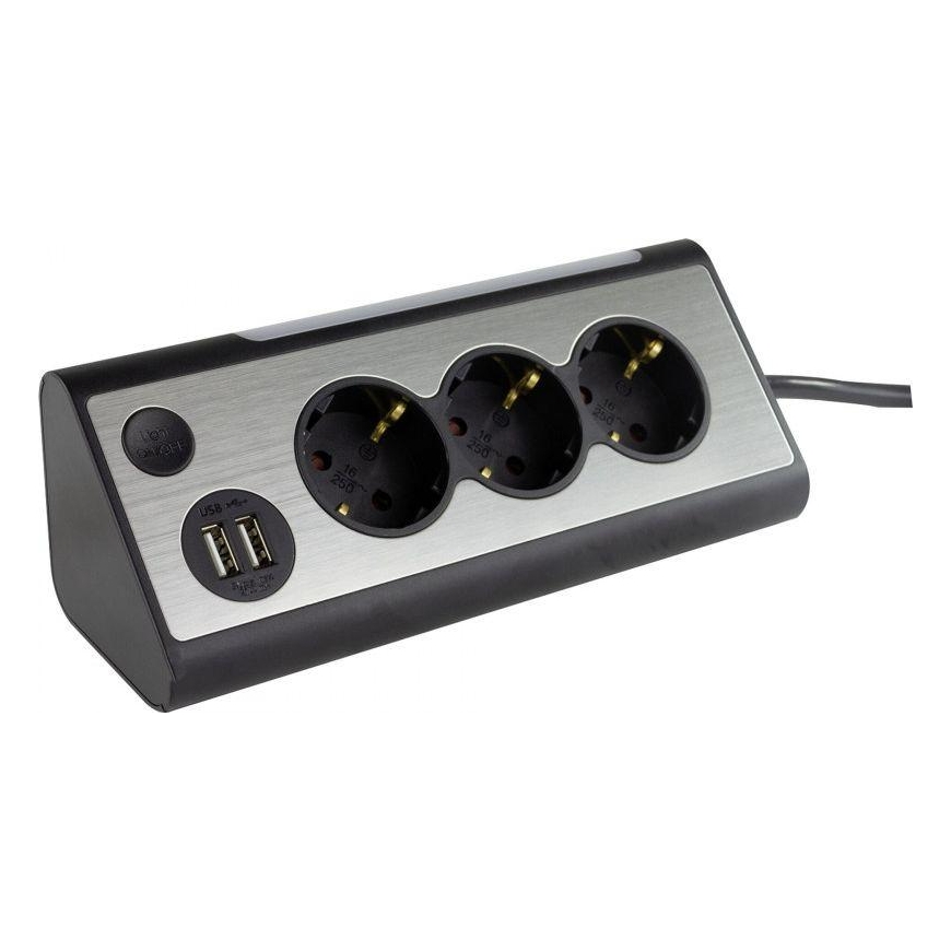 REV LIGHT SOCKET 3 power line 1.4 m silver socket (2400050010)