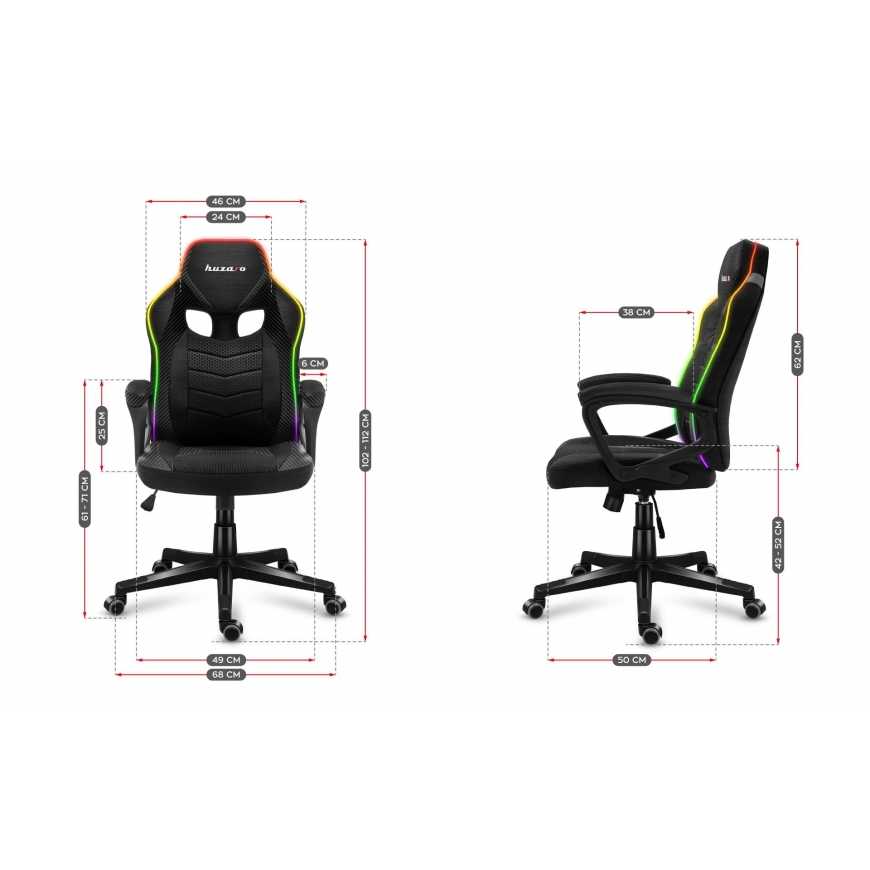 HUZARO FORCE 2.5 RGB MESH SPĒĻU KRĒSLS – 9