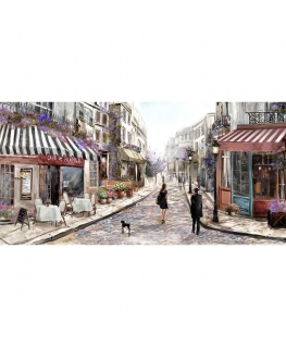 Eļļas glezna 50x100cm, ielas kafejnīca