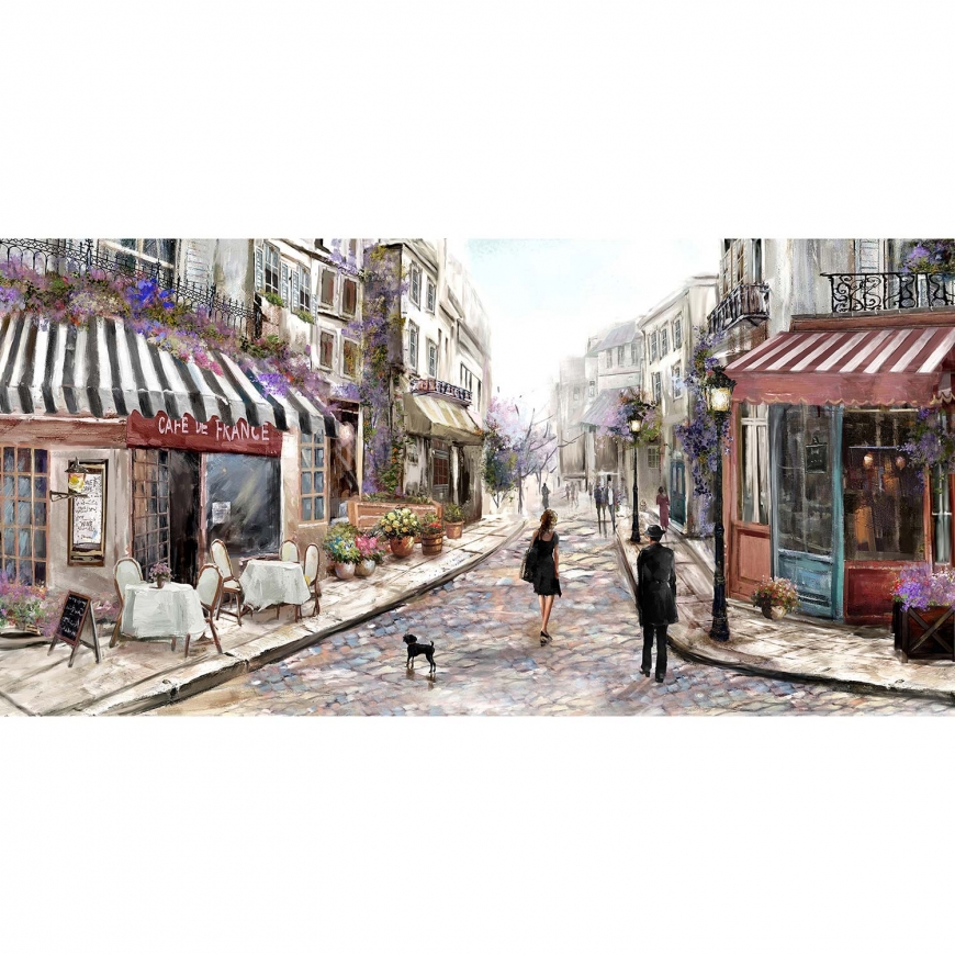 _unknow_ Eļļas glezna 50x100cm, ielas kafejnīca