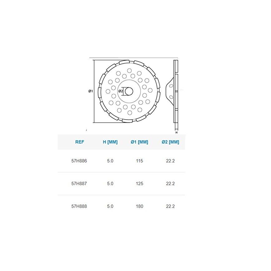 Graphite Grafitinis deimantinis šlifavimo diskas 115x22,2x5mm 57H886 – 2