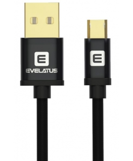 Evelatus Data cable Micro USB EDC02 dual side gold plated connectors Black