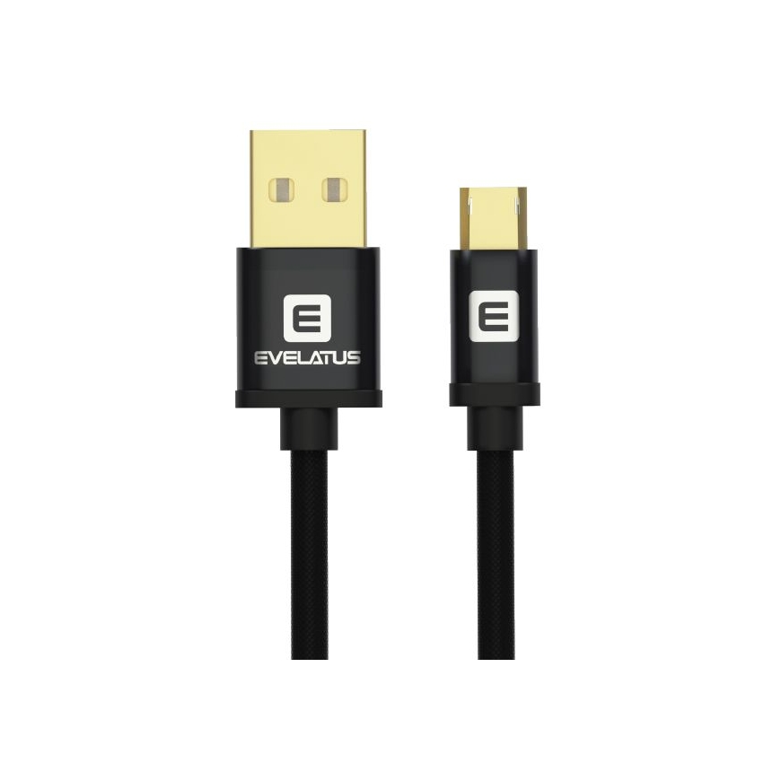 Evelatus Data cable Micro USB EDC02 dual side gold plated connectors Black