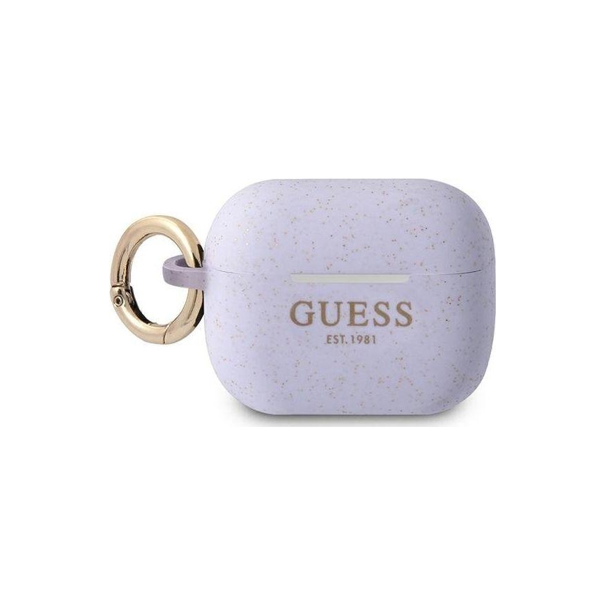 Guess Apsauginis dėklas GUAPSGGEU silikoninis Glitter, skirtas AirPods Pro purpurinis