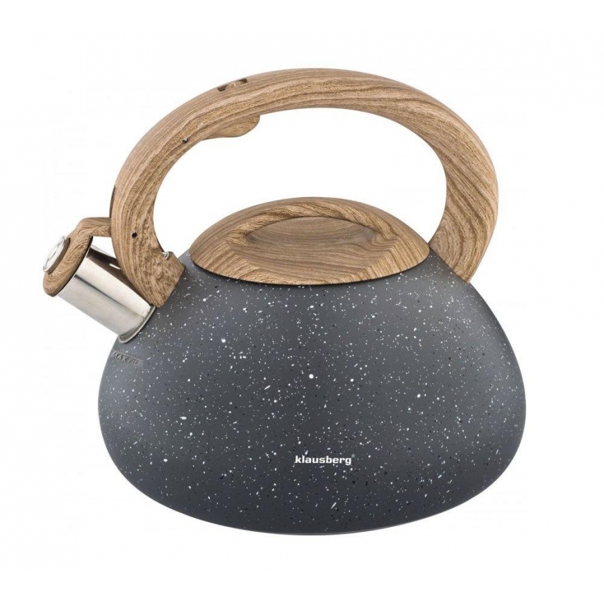 Kettle TEAPOT WITH WHISTLE 2.7L KLAUSBERG KB-7250 GRANIT WOOD