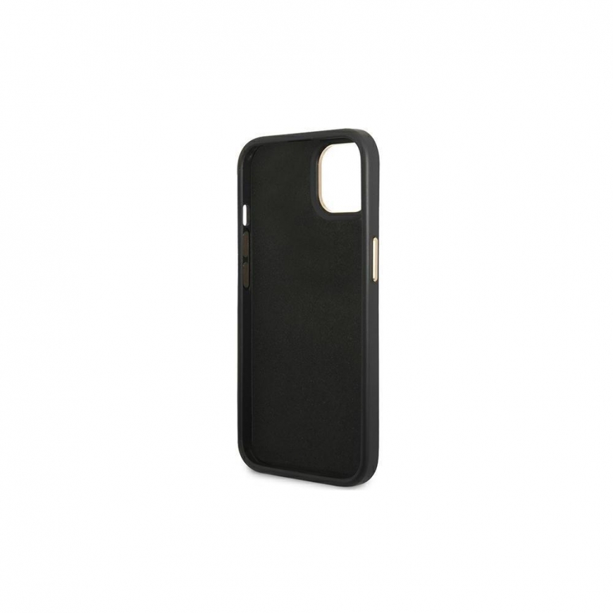 Guess GUHCP14MHG4SHK iPhone 14 Plus 6,7 colio juodas / juodas kietas dėklas 4G Vintage Auksinė logotipas – 4