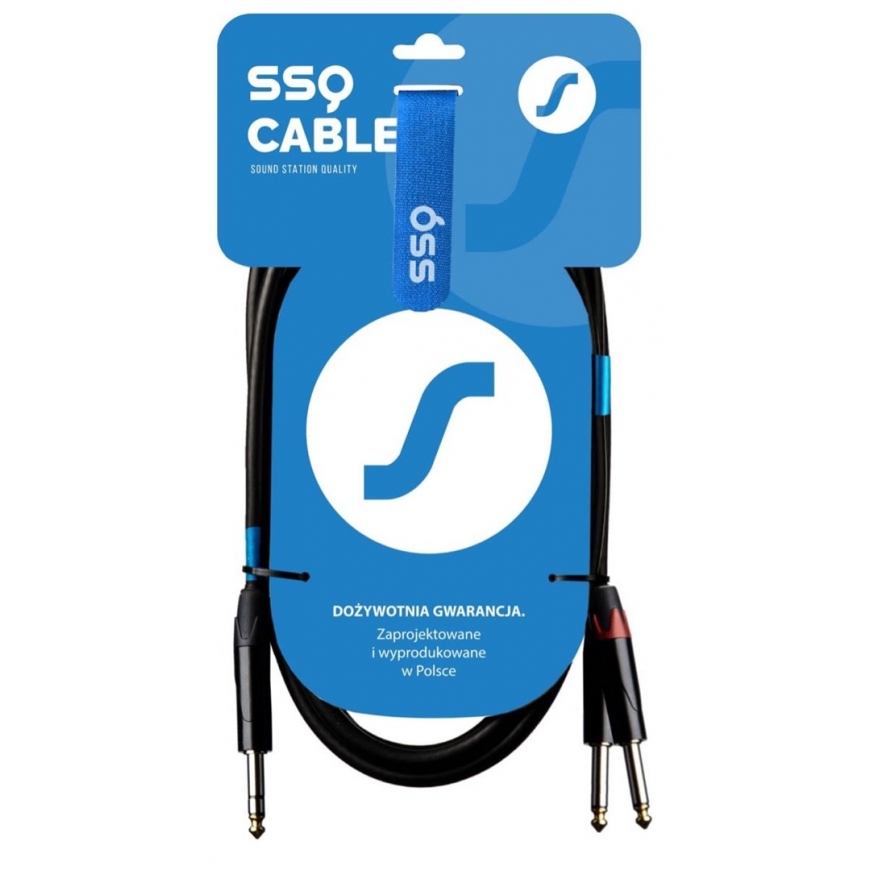 SSQ JSJM2 SS-1453 kabeļa ligzda Stereo — 2x ligzda Mono 2 m melna