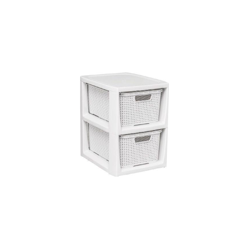 Bookcase with 2 baskets BranQ antique white – 2