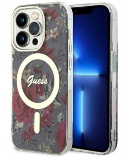Case Guess Apple iPhone 14 Pro 6.1 hardcase Flower MagSafe Silver