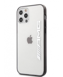 AMG Apple iPhone 12/12 Pro 6.1' Mettalic Black Edges Case Transparent