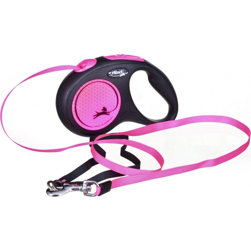 Flexi New Neon M leash for dogs up to 25kg ribbon 5m pink color – 6
