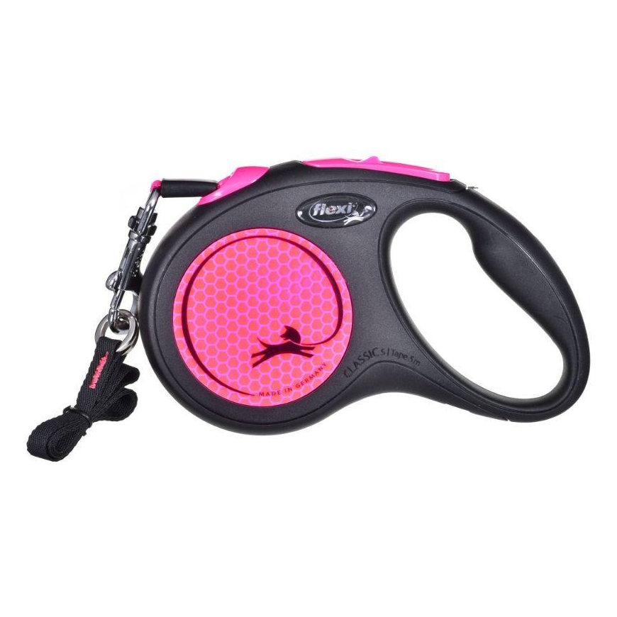 Flexi New Neon M leash for dogs up to 25kg ribbon 5m pink color – 7