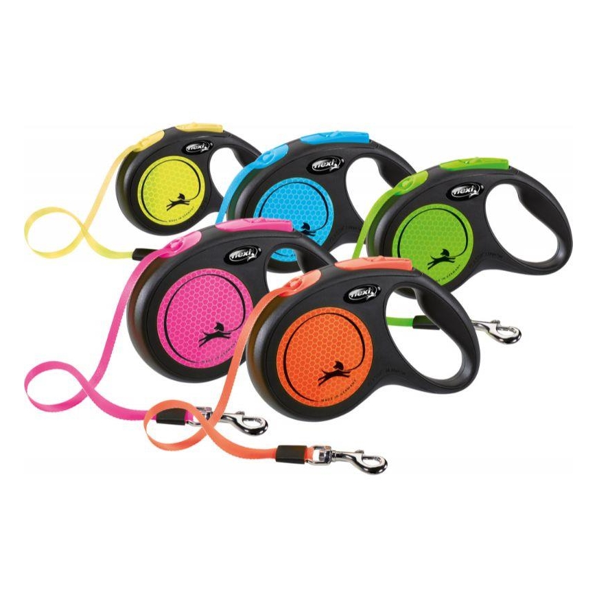 Flexi New Neon M pavadėlis šunims iki 25kg juostinis 5m rožinės spalvos – 9