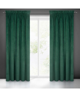 Night curtain made of soft velvet Eurofirany DIVA LINE RIA 140X270 cm, tape/tunnel/hooks, 300 g/m2, color: dark green