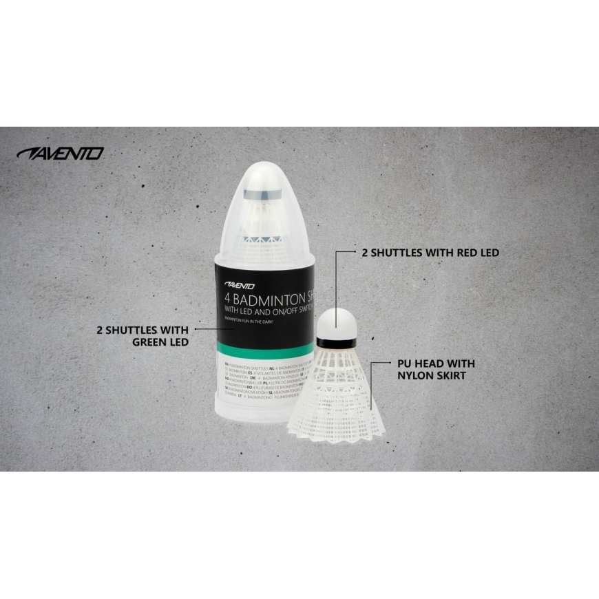 Badmintono skrajukės AVENTO 46SG Led 4 vnt – 2