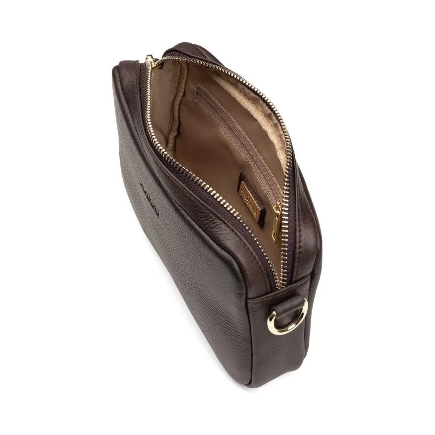 Aarni Crossbody Bag -olkalaukku, ruskea, hopea vetoketju – 3