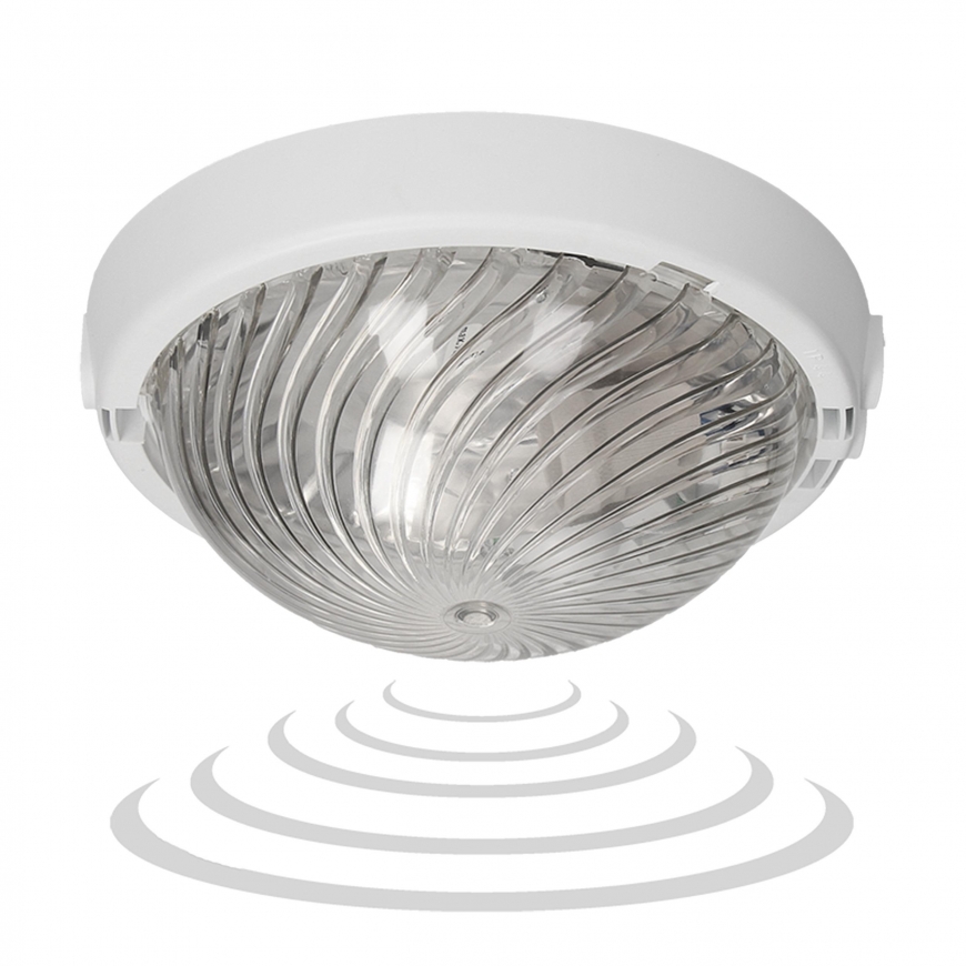 Orno 8080T-TRIO / MS / PL, šviestuvas su mikrobangų judesio jutikliu, 75W, E27, IP44, IK10, skaidrus polikarbonatas, kabelių rie – 4