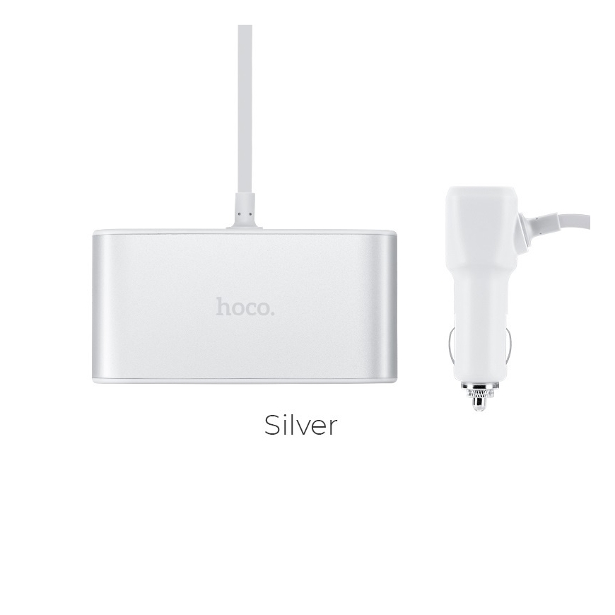 Hoco Z13 LCD One-Pull-Three Car Qick Charger - Splitter with 2x Micro USB prts Silver – 2