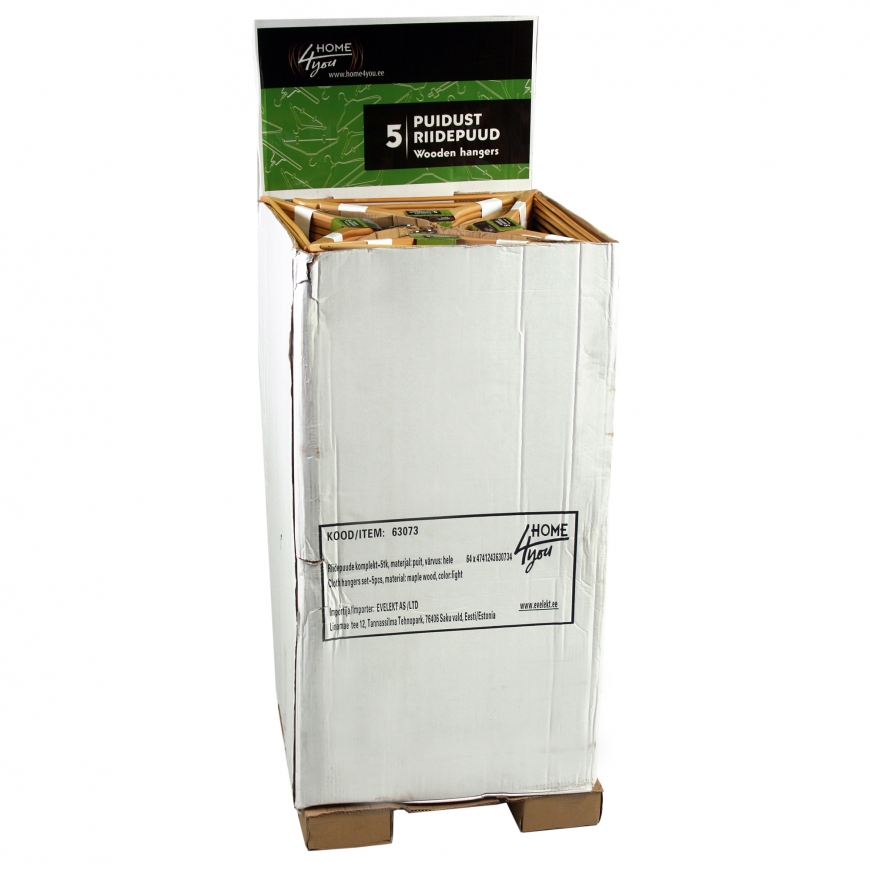 Drēbju pakaramais 5 gab, 45x22x1cm, lakots koks, gaiši – 2