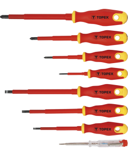 Topex Atsuktuvai elektrikams 7 vnt. + įtampos testeris 1000V (39D674)