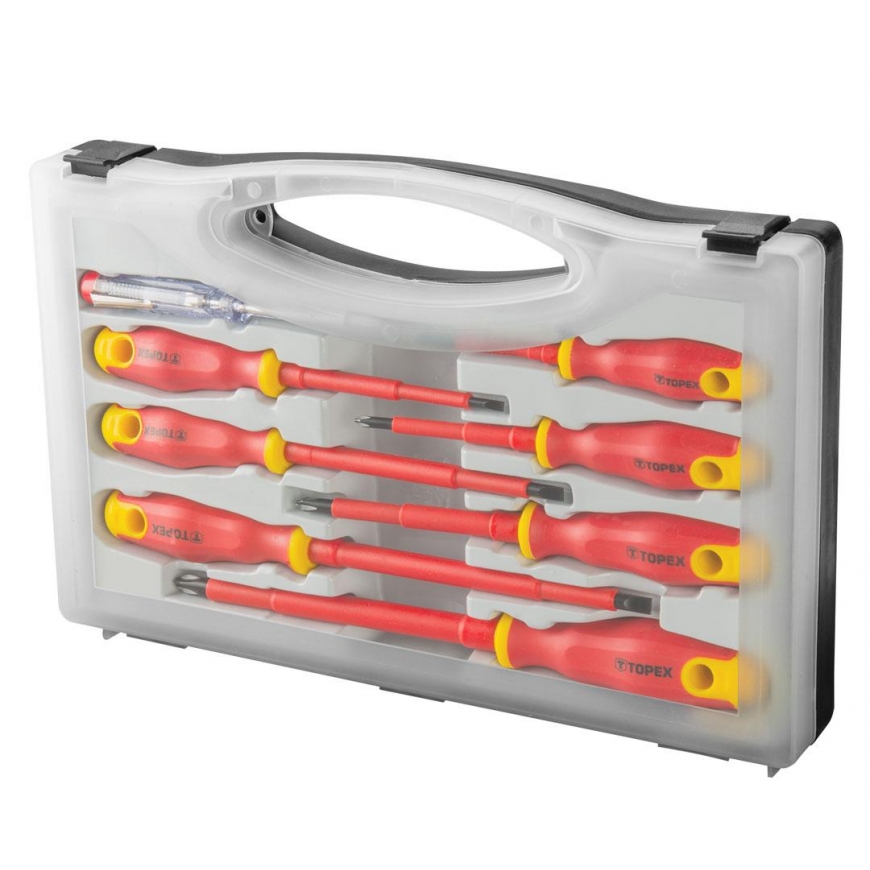 Topex Atsuktuvai elektrikams 7 vnt. + įtampos testeris 1000V (39D674) – 3