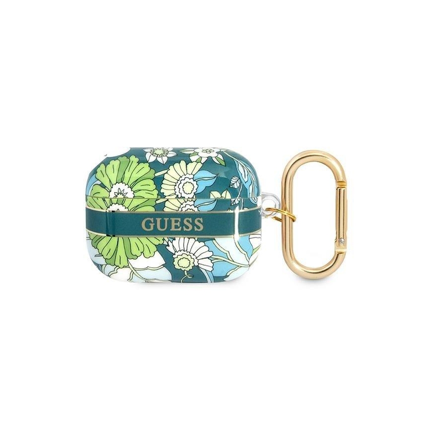 Guess Flower Strap Collection apsauginis dėklas, skirtas AirPods Pro žalias