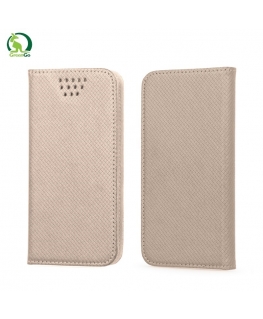 GreenGo Universal 5.5-5.7" LCD (80x160mm max) Smart Magnetic Fix Book Case with Slider Gold