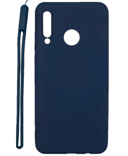 Evelatus Huawei P30 Lite Soft Touch Silicone Case with Strap Dark Blue