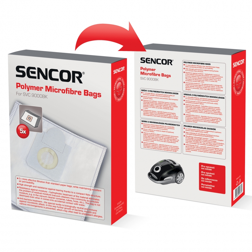 Sencor SVC 9000BK Cilindrinis dulkių siurblys Dulkių maišas
