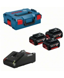 BOSCH. AKUMULIATORIUS 18V 5,0Ah x3 + Įkroviklis GAL 18V-40 + LB