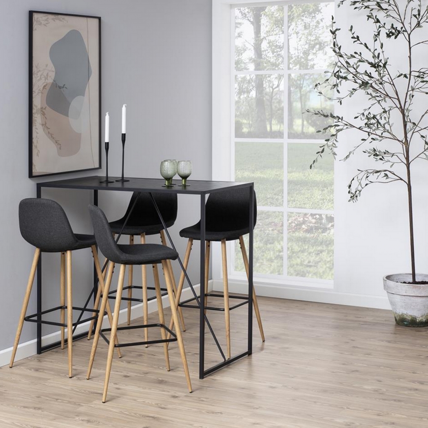 Барный стол SEAFORD 120x60xH105см, столешница: меламин, цвет: серый, рама: чёрный металл – 4