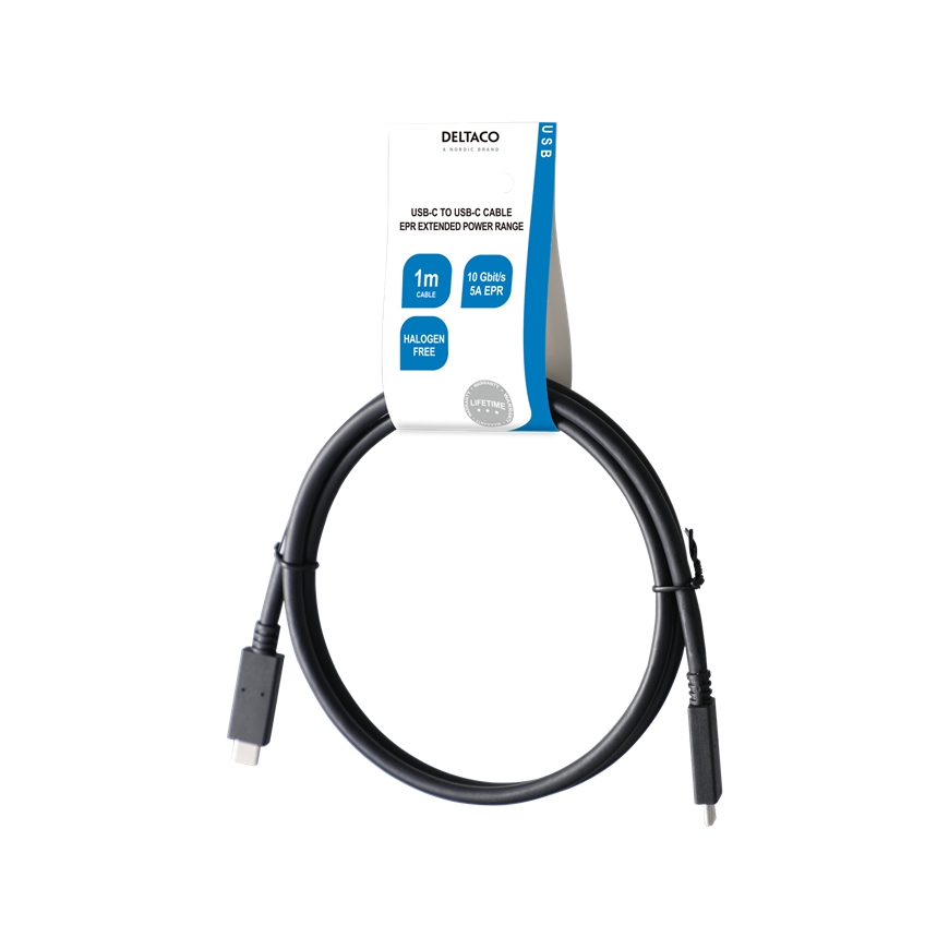Deltaco USBC-1402-LSZH USB kabelis 1 m USB 3.2 Gen 2 (3.1 Gen 2) Juoda – 3