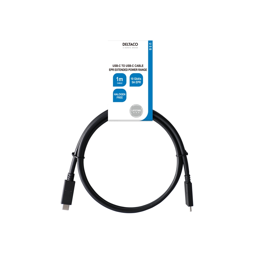 Deltaco USBC-1402-LSZH USB cable 1 m USB 3.2 Gen 2 (3.1 Gen 2) Black – 4