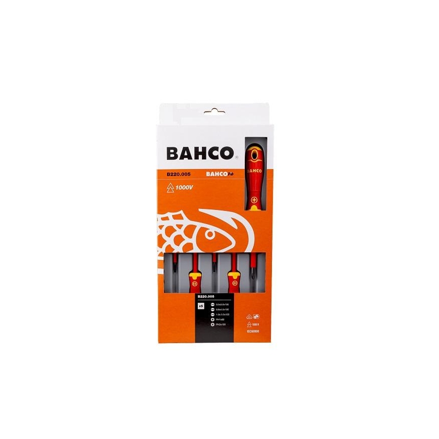Screwdriver set for electrician 5 pcs. BahcoFit PH1/2+flat SL3/4/5,5 1000V VDE – 4