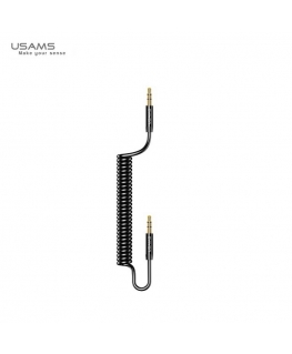 Usams US-SJ256 Premium Spring cable Aux Jack 3.5mm male to 3.5mm male 1.2m Black