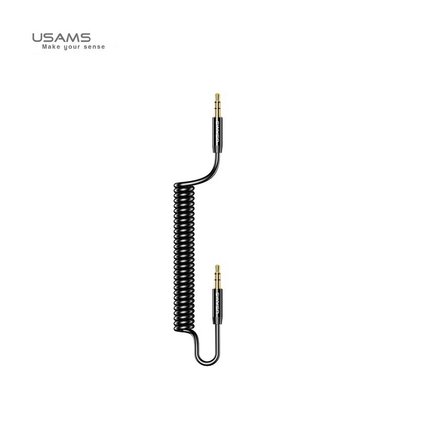 Usams US-SJ256 Premium Spring cable Aux Jack 3.5mm male to 3.5mm male 1.2m Black
