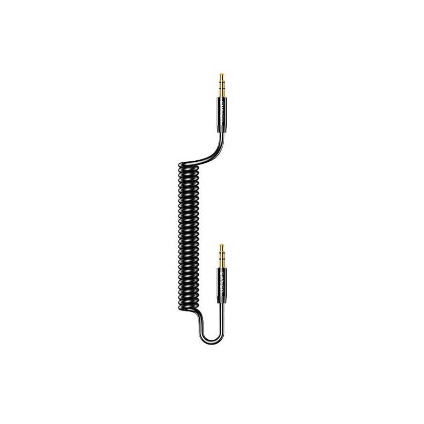 Usams US-SJ256 Premium Spring cable Aux Jack 3.5mm male to 3.5mm male 1.2m Black – 2