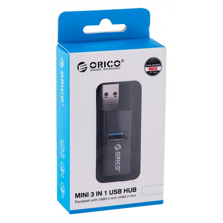 ORICO MINI HUB USB-A 3.1, 5 GBPS, 3X USB-A, ALU – 3