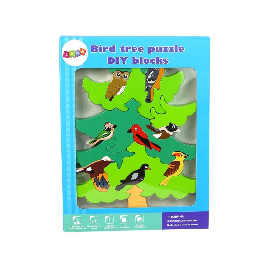 Lean Cars Import Lean Wooden Trees Forest Birds DIY Wooden Blocks Jigsaw Puzzle 3D – 3
