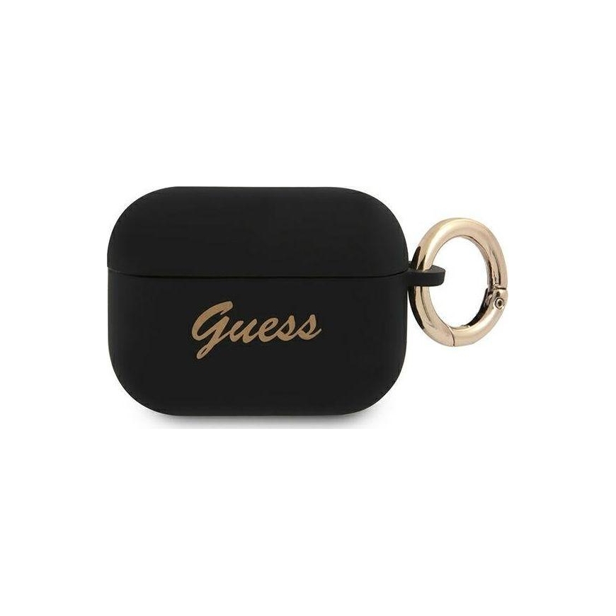 Guess GUAPSSSK AirPods Pro cover black/black Silicone Vintage Script
