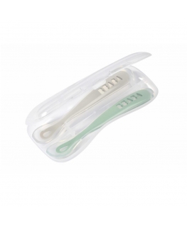 BEABA BABY SILICONE 2 PCS SET WITH BOX, Grey/Sage Green