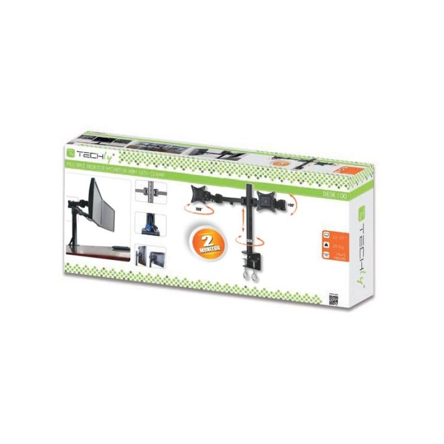 Holder TECHLY 301740 Techly Double twin desk LED/LCD monitor arm 13-27 2x10kg adjustable – 2