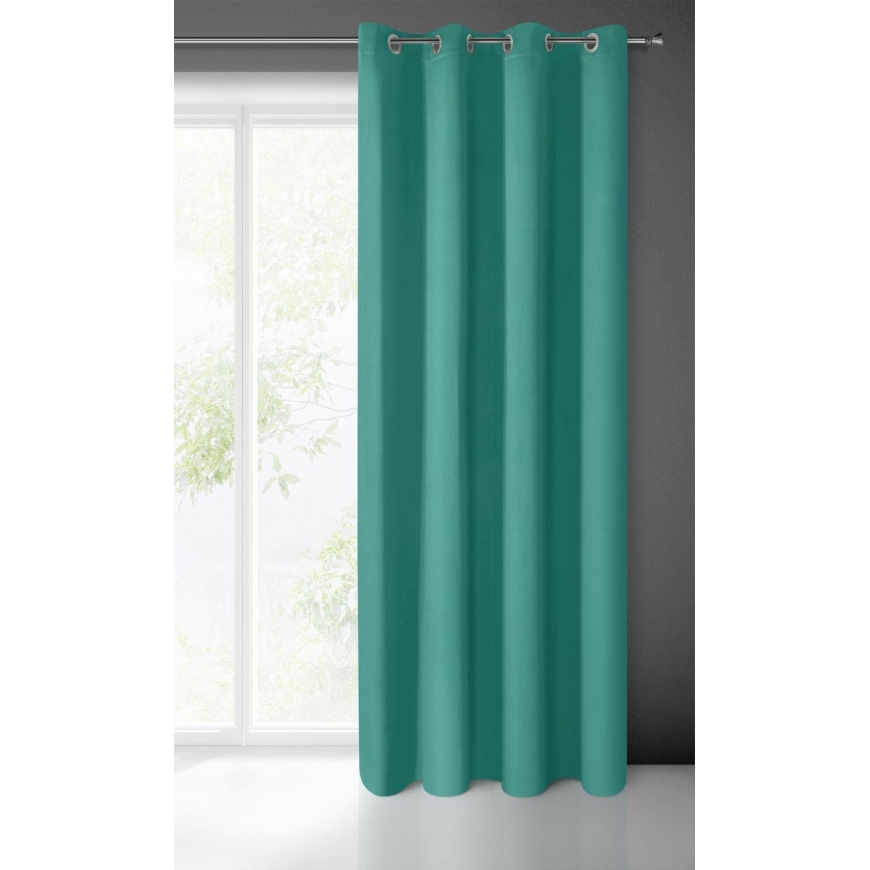 Eurofirany LOGAN blackout tipo temdanti naktinė užuolaida, 135X250 cm, kilpos / žiedai, spalva: šviesi turkio – 2
