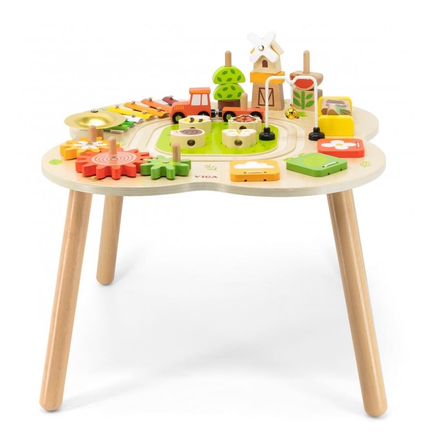 Viga Toys Viga PolarB Stół Staliukas Edukacyjny Aktywności Piramidka Cymbałki Sensoryka Montessori